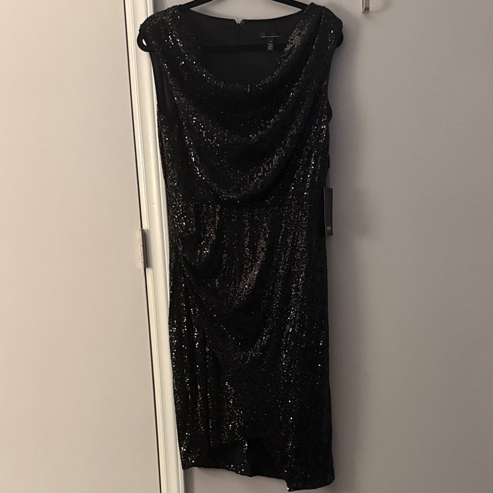 White House Black Market Black Sequin Midi Dress